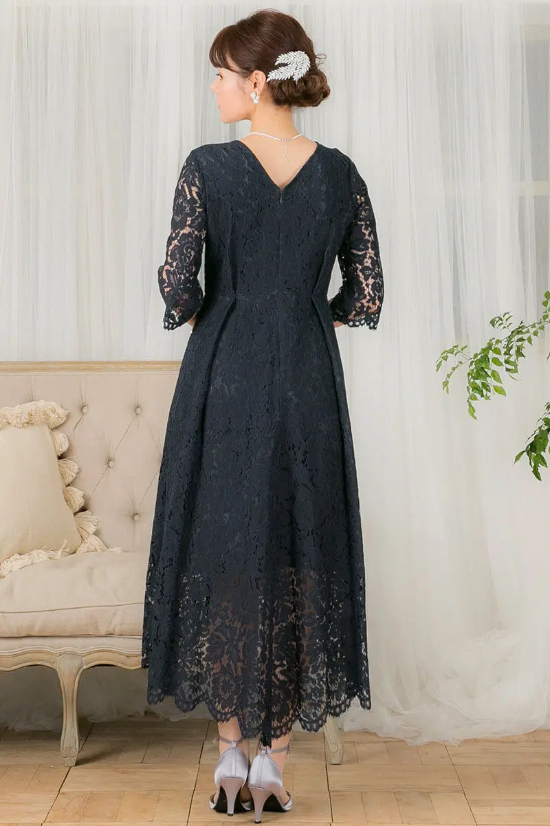 ネイビーの総レースイレヘムドレス | GIRL | M | 結婚式パーティーの