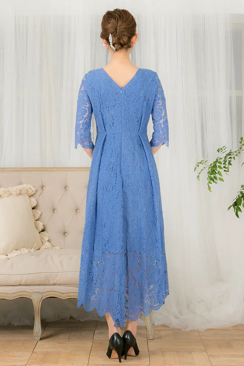 ブルーの総レースイレヘムドレス | GIRL | M | 結婚式パーティーの