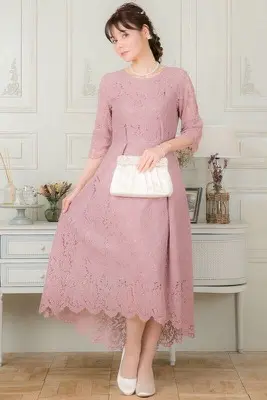 ピンクの総レースイレヘムドレス | GIRL | L | 結婚式パーティーの