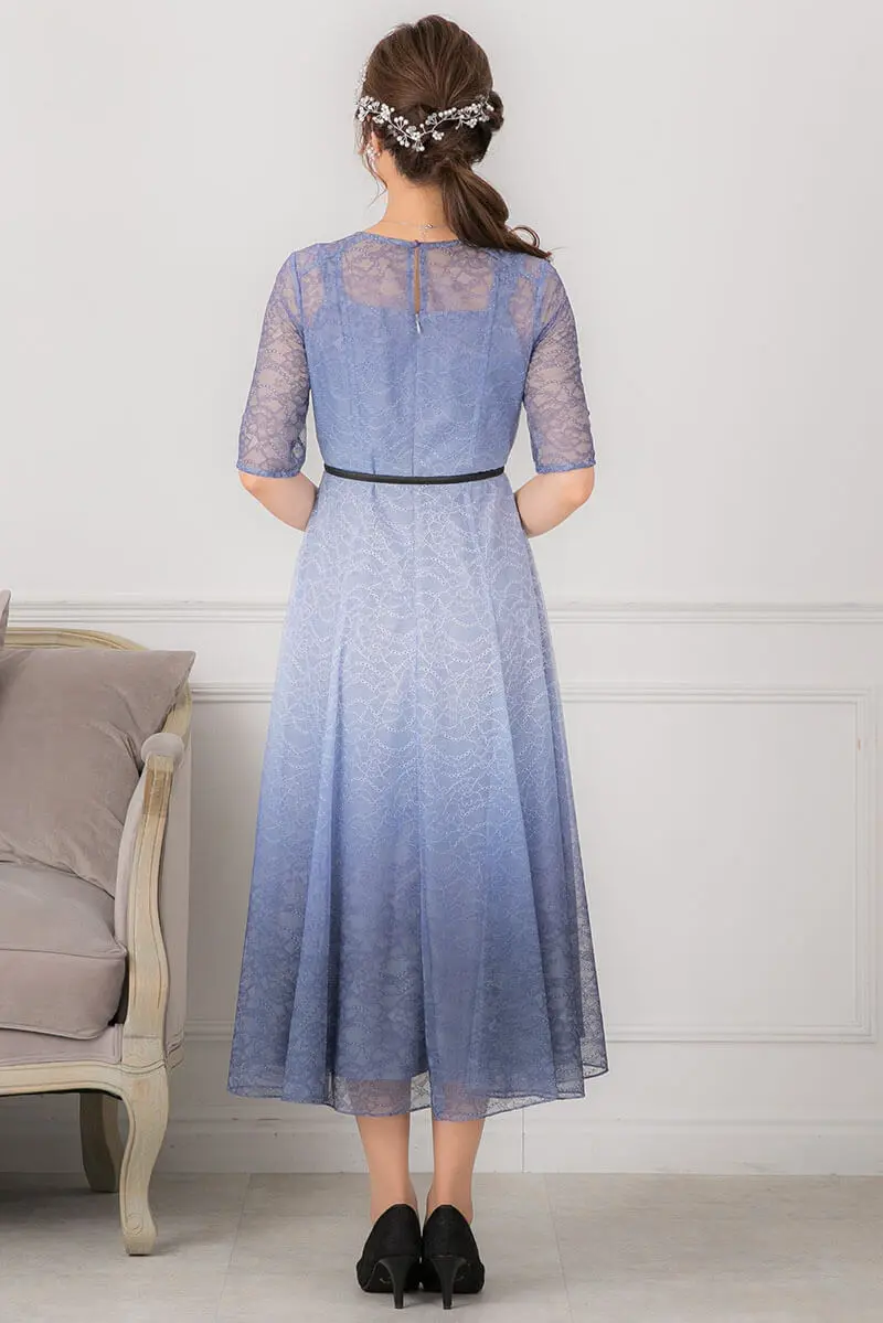 ブルーのグラデーションレースドレス | Dorrydoll | M | 結婚式