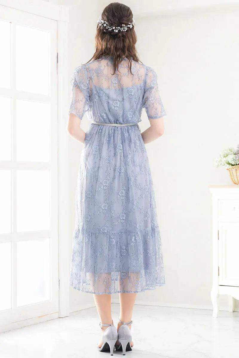 ブルーのパワショルティアードドレス | Sweet As | L | 結婚式