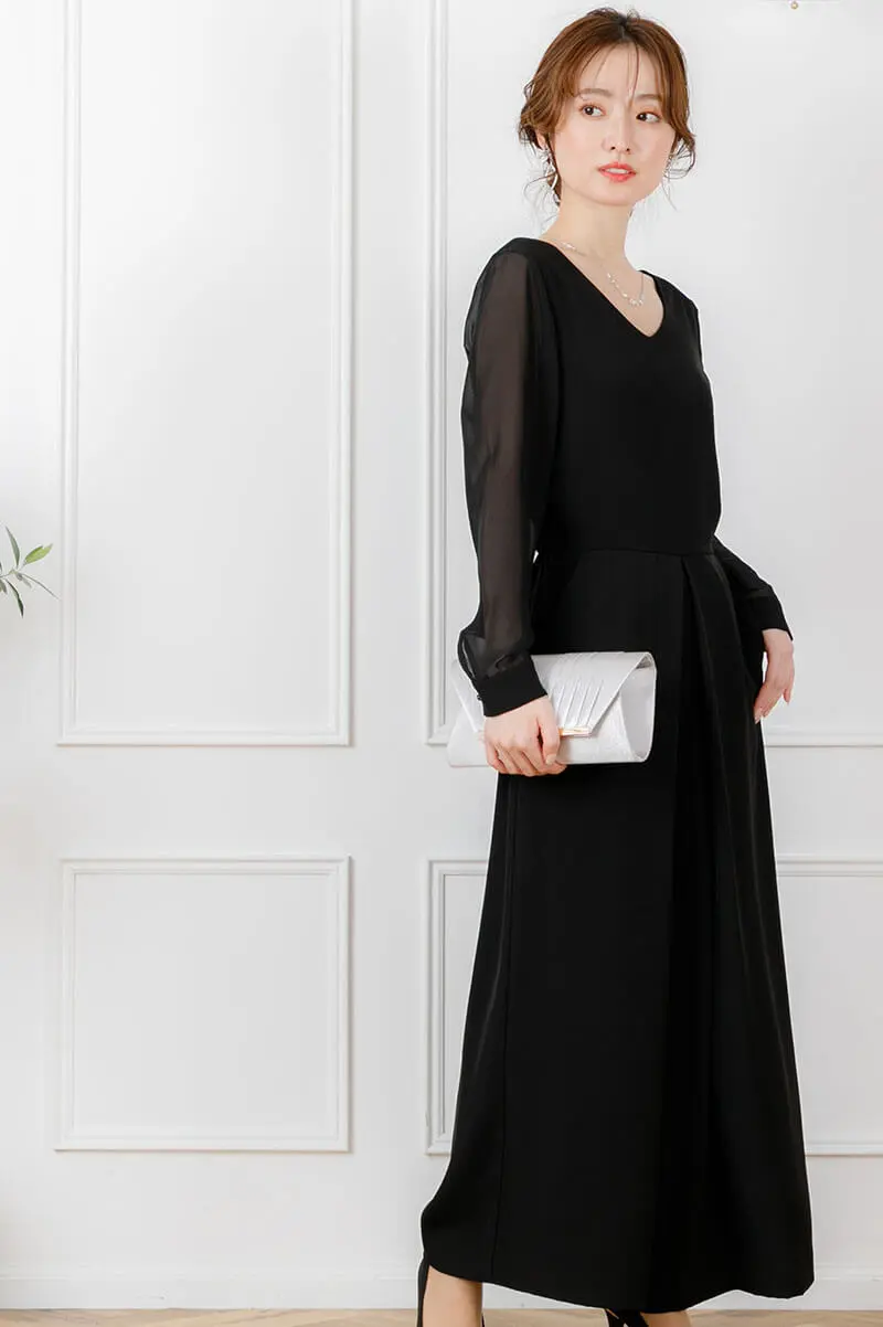 ブラック長袖のオールインワン | je super | M | 結婚式パーティーの