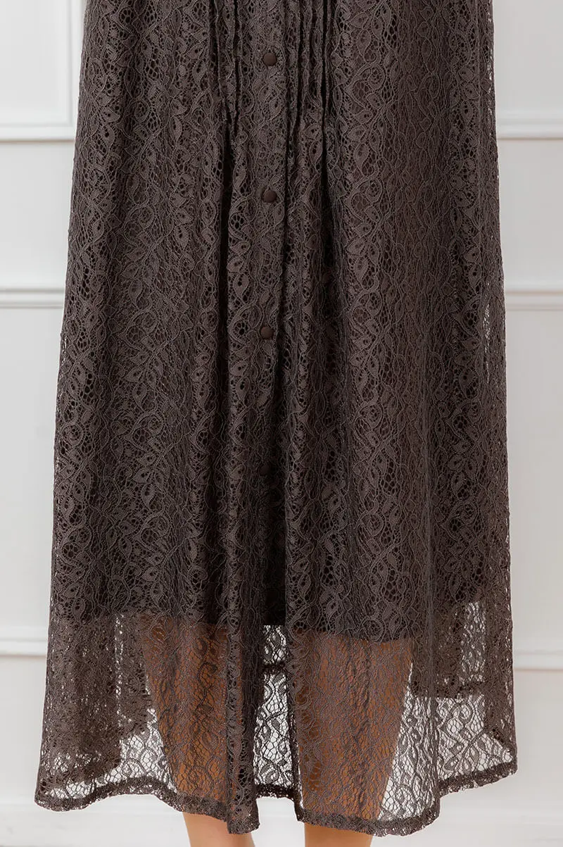 チャコールのバックリボンレースドレス | Dorrydoll | M・マタニティ可