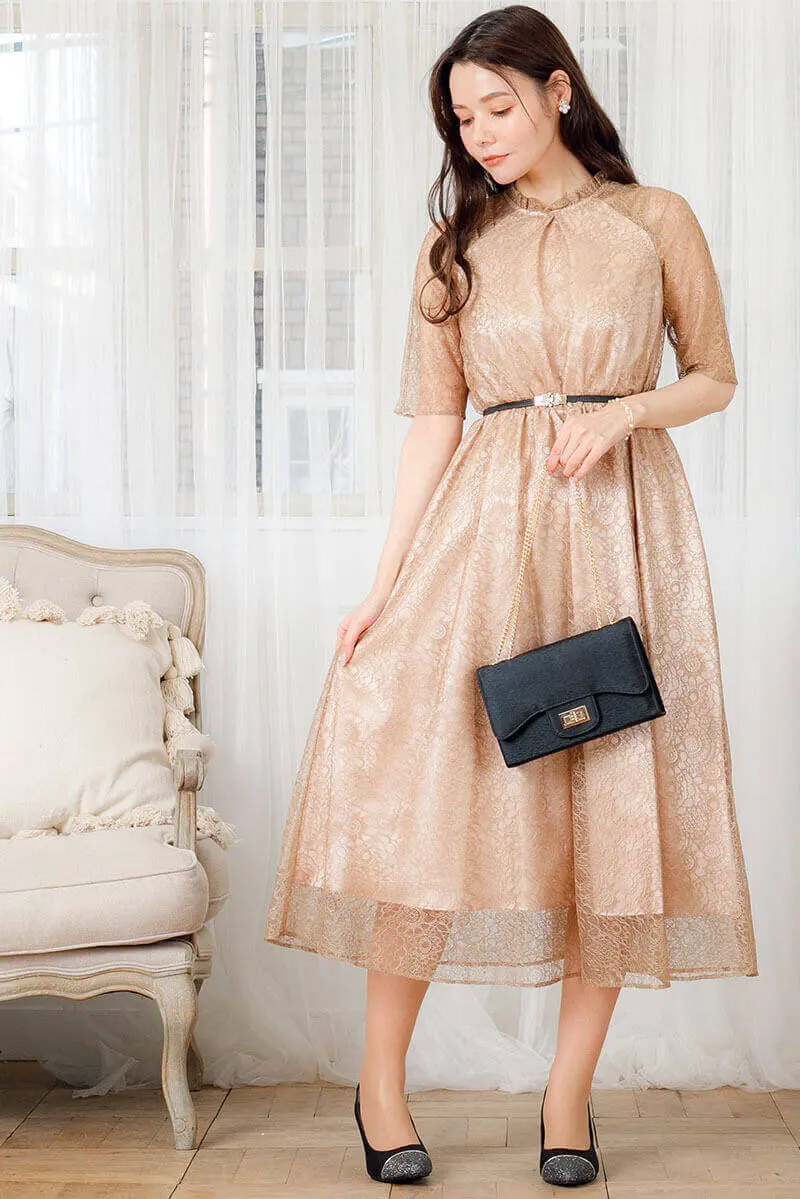 モカのラグランスリーブドレス | Sweet As | S | 結婚式パーティーの