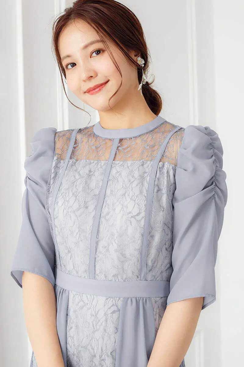 rai atelier ギャザードレス チュールギャザーフレアロングワンピース「U1187」