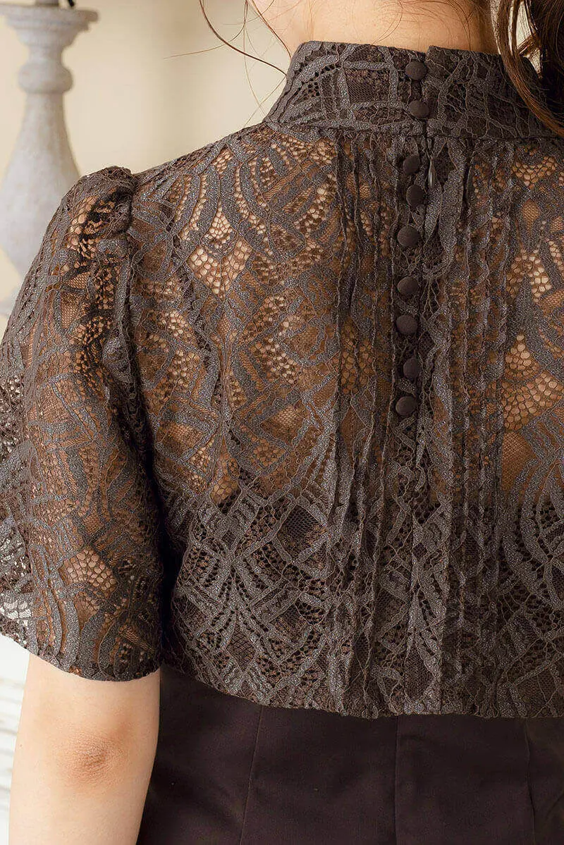 ブラウンのレースボレロ付きマーメイドドレス | Dorry doll | M | 結婚