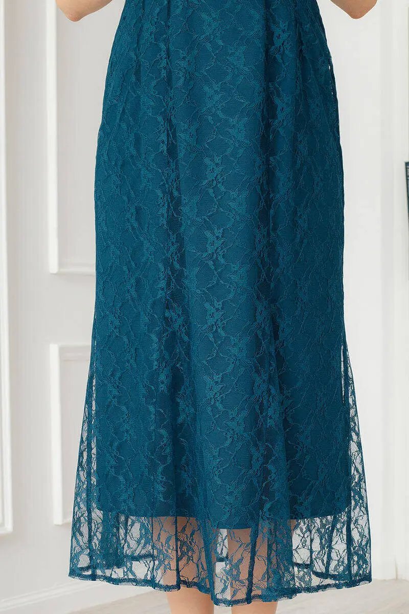 グリーン ボリュームスリーブドレス ニアナ niana アンティークレース ボリュームスリーブドレス