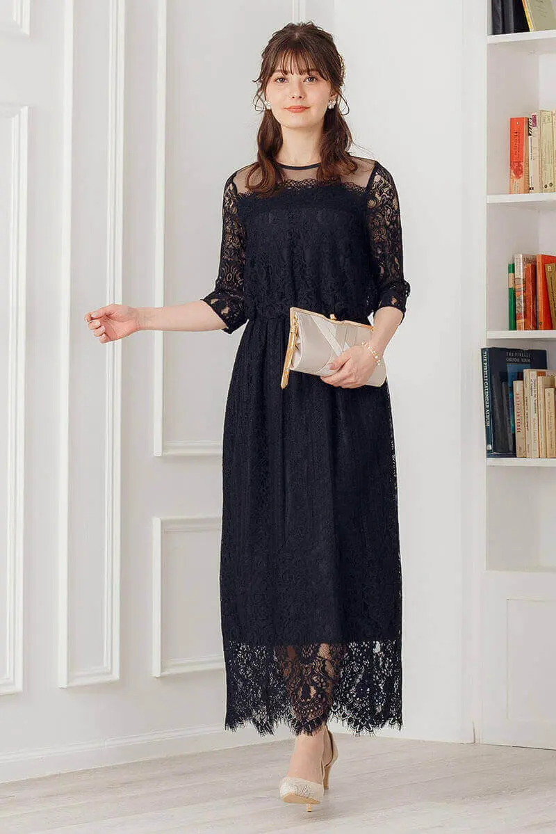 ブラックのチュール×レースIラインドレス | smeralda | M | 結婚