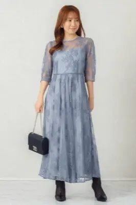 ブルーグレーのバックダブルリボンドレス | metoi | M | 結婚式