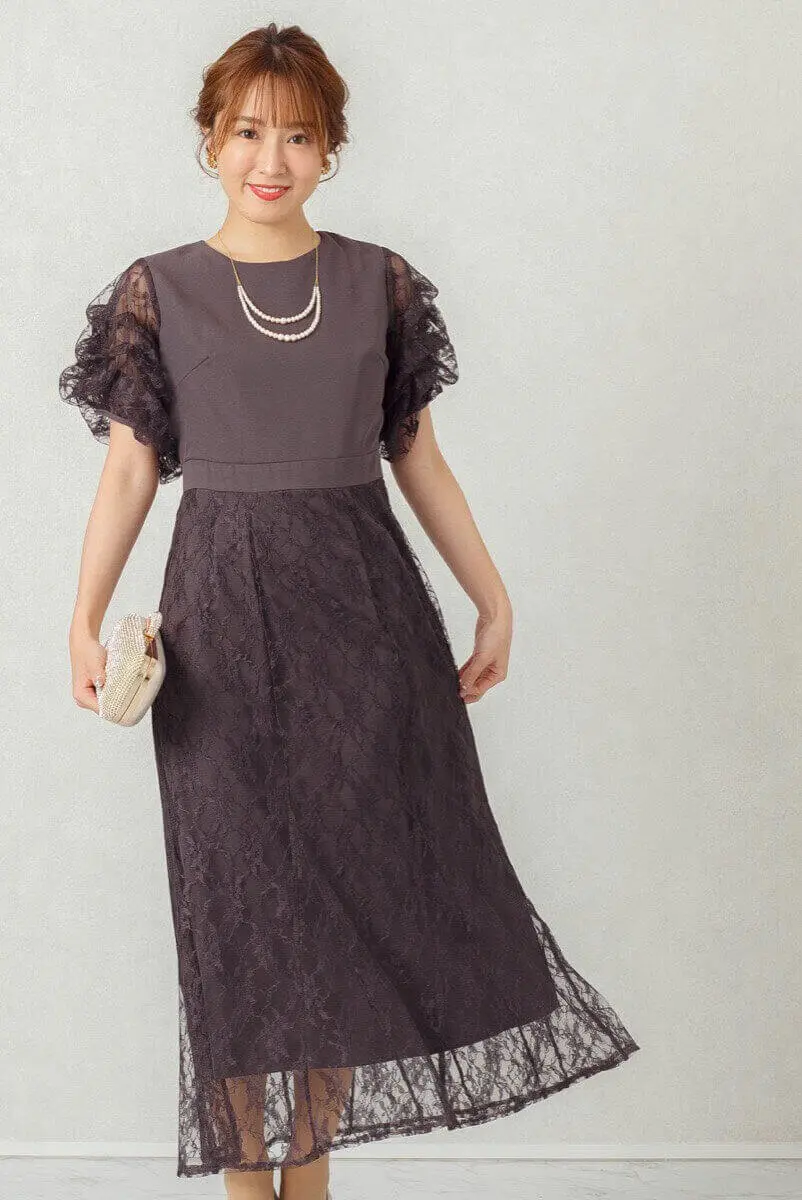 MANY WAY TULLE VEIL DRESS パープル　Sサイズ Lサイズあり【UNA VALERIE / ウナヴァレリェ】総レース