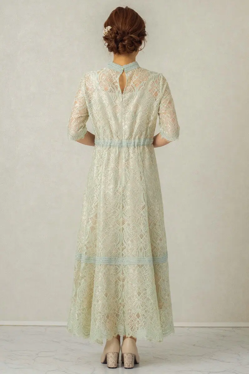 グリーンの配色ハシゴレースドレス | Dorry doll | M | 結婚式