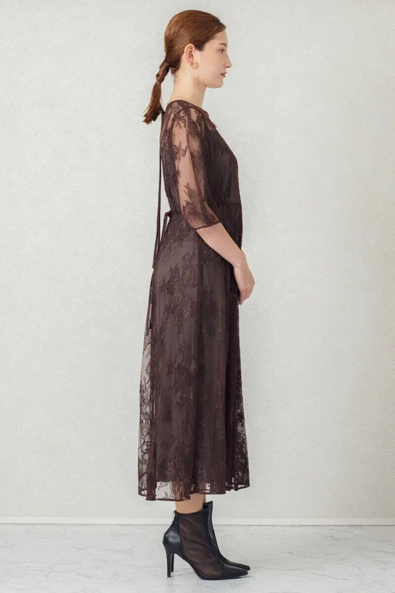 ブラウンのバックダブルリボンドレス | metoi | M | 結婚式パーティー