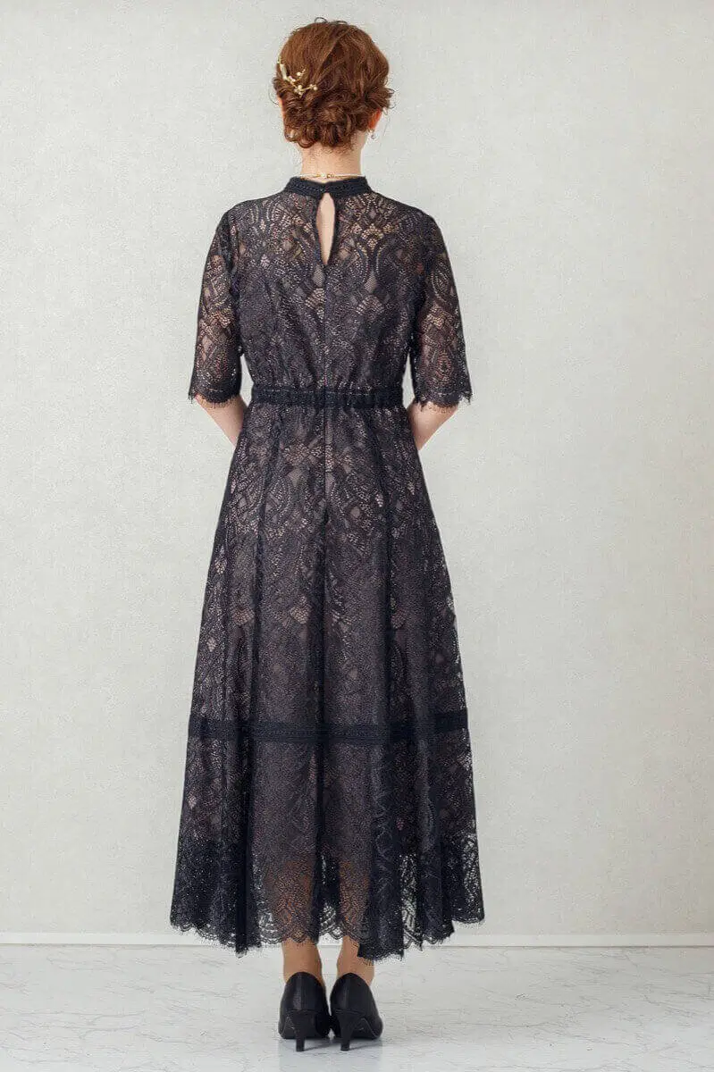 ブラックの配色ハシゴレースドレス | Dorry doll | M | 結婚式