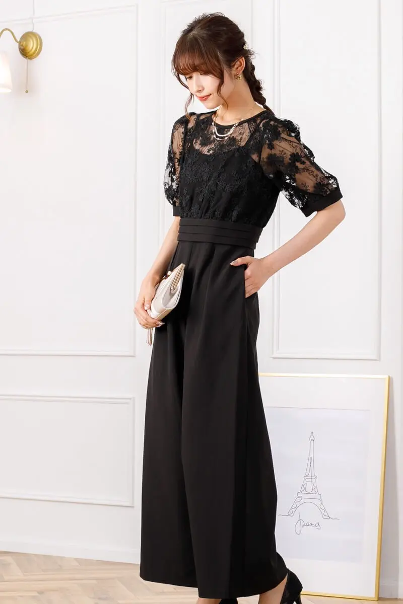 ブラックのケミカルレース切替オールインワン | select shop | L