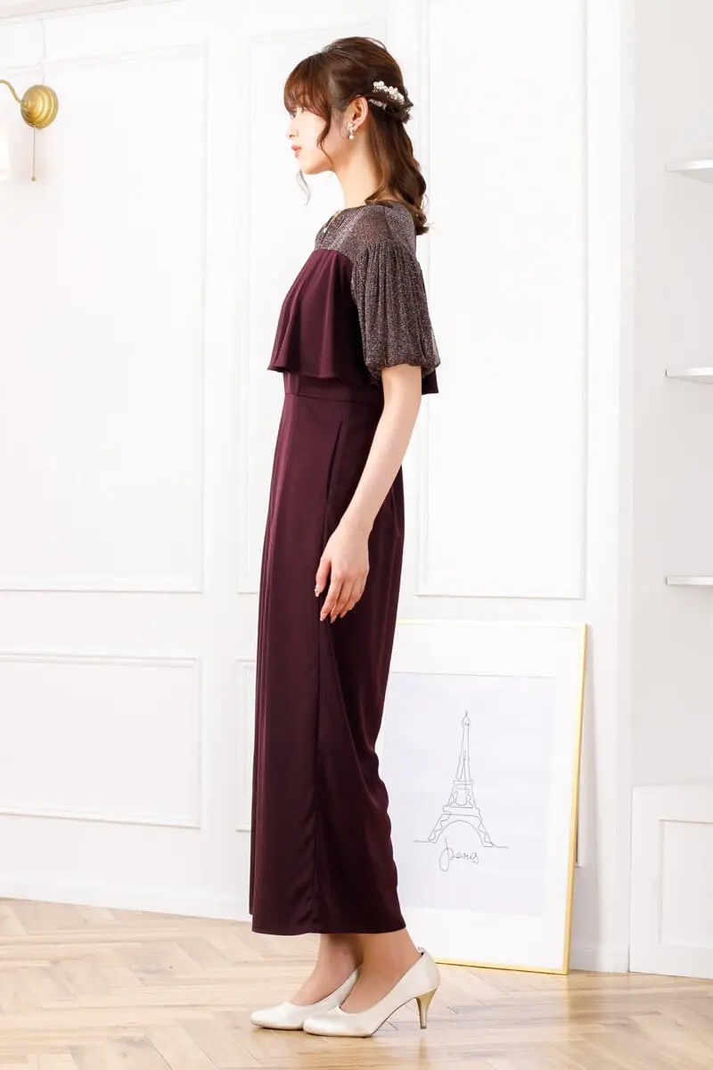 ダークブラウンのラメチュールオールインワン | Dorry doll | M | 結婚