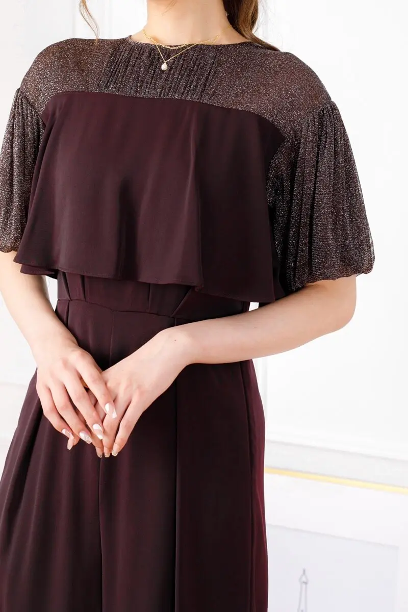 ダークブラウンのラメチュールオールインワン | Dorry doll | M | 結婚