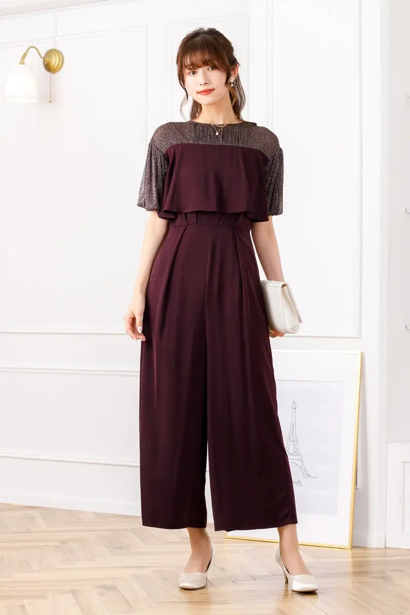 ダークブラウンのラメチュールオールインワン | Dorry doll | M | 結婚