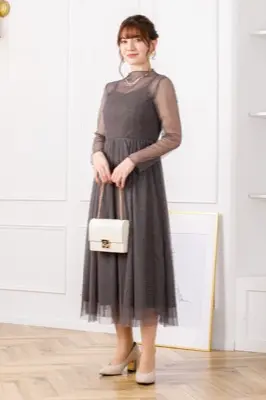 DorryDoll ブラウン M レイヤードラメチュールドレス　お呼ばれ　結婚式 レイヤードラメチュールドレス（ドレス）｜Dorry Doll（ドリー
