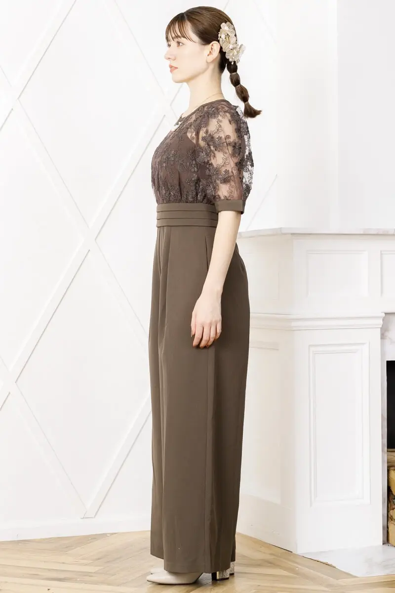 ダークグレーのケミカルレース切替オールインワン | select shop | M