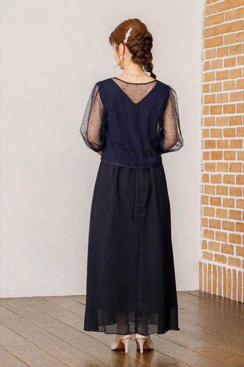 ネイビーのレースボレロ付きドレス | placebo | S | 結婚式