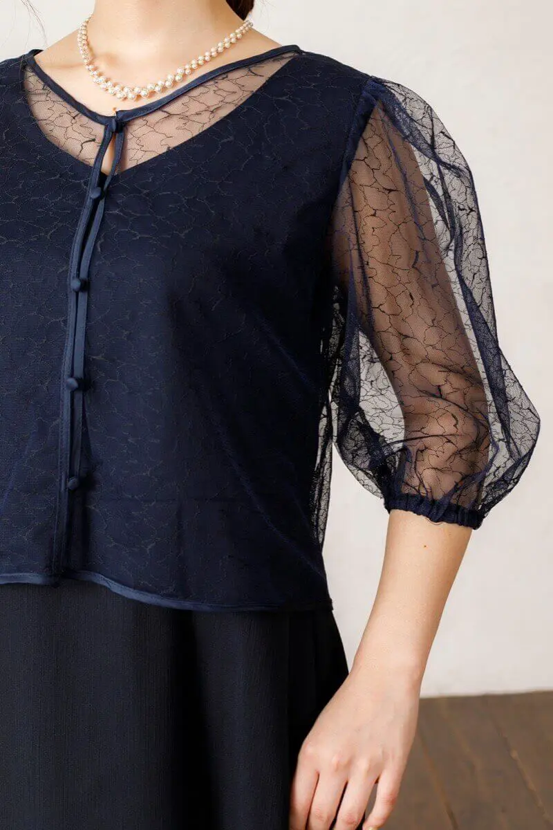 ネイビーのレースボレロ付きドレス | placebo | S | 結婚式