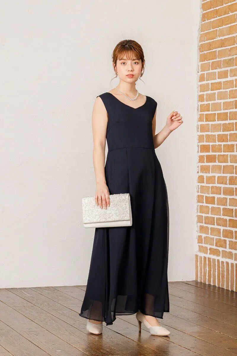 ほぼ未使用 clarissa パーティードレス　ネイビーS 結婚式お呼ばれ ドレスプラス DRESS+ ワンピース レース 披露宴 結婚式
