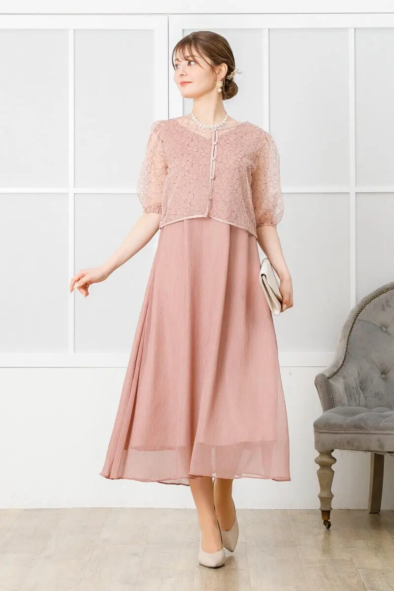 タスティピンクのレースボレロ付きドレス | placebo | S | 結婚