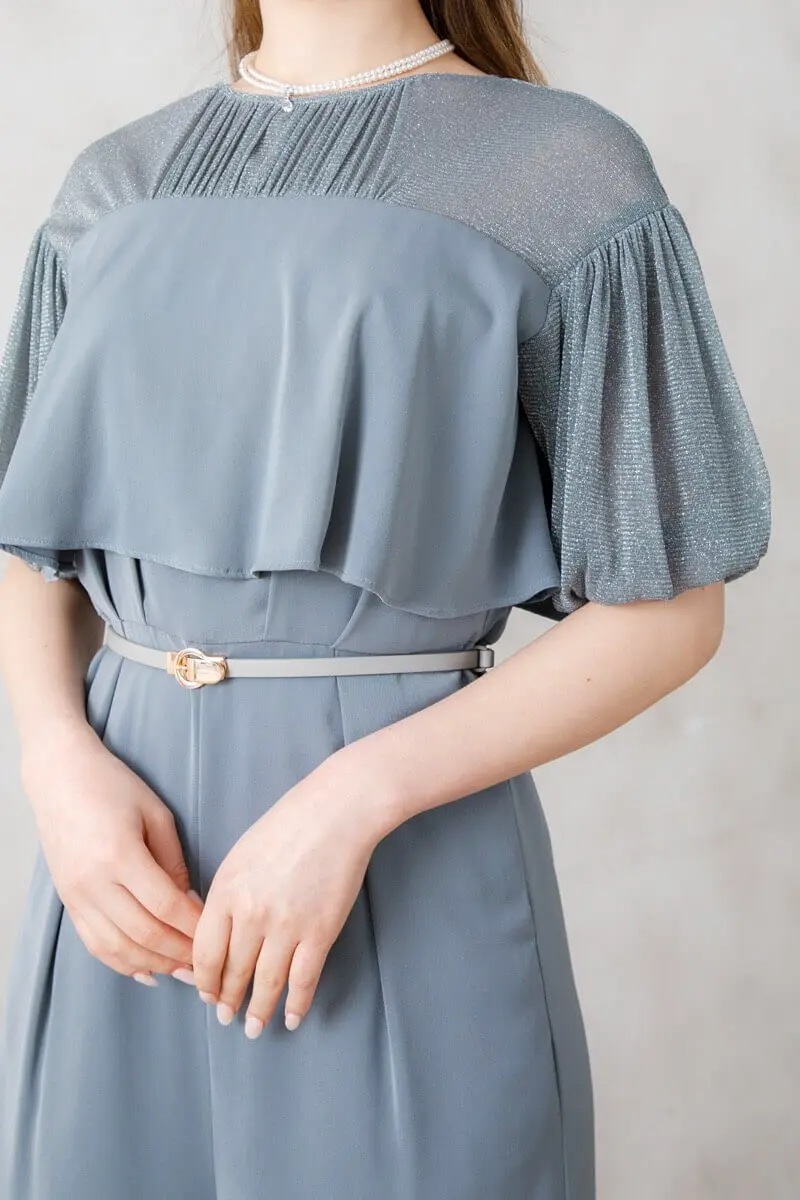 Dorry Doll グレイッシュブルー　パーティードレス Dorry Doll 総レース＆ロングジレグレイッシュブルードレス (M