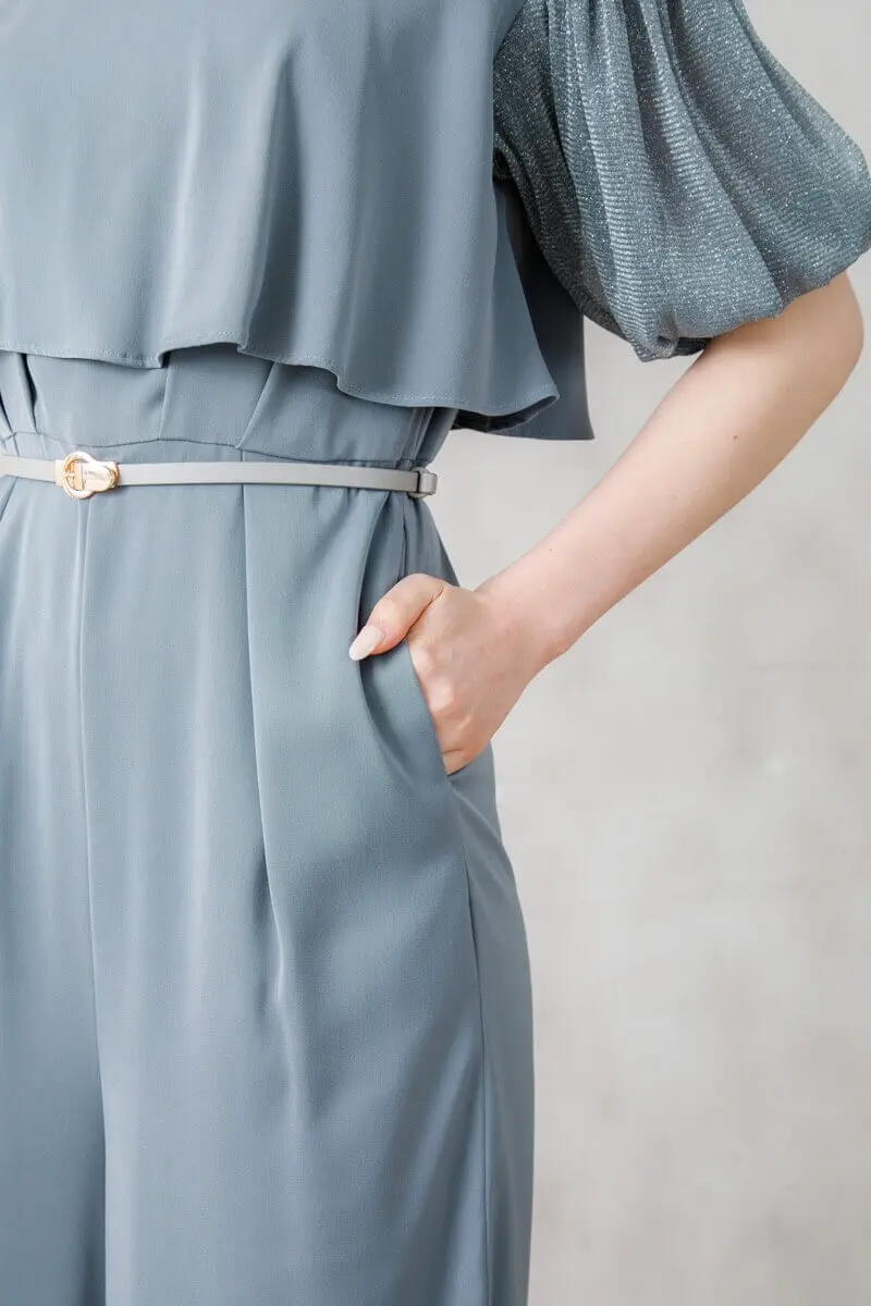 Dorry Doll グレイッシュブルー　パーティードレス Dorry Doll 総レース＆ロングジレグレイッシュブルードレス (M