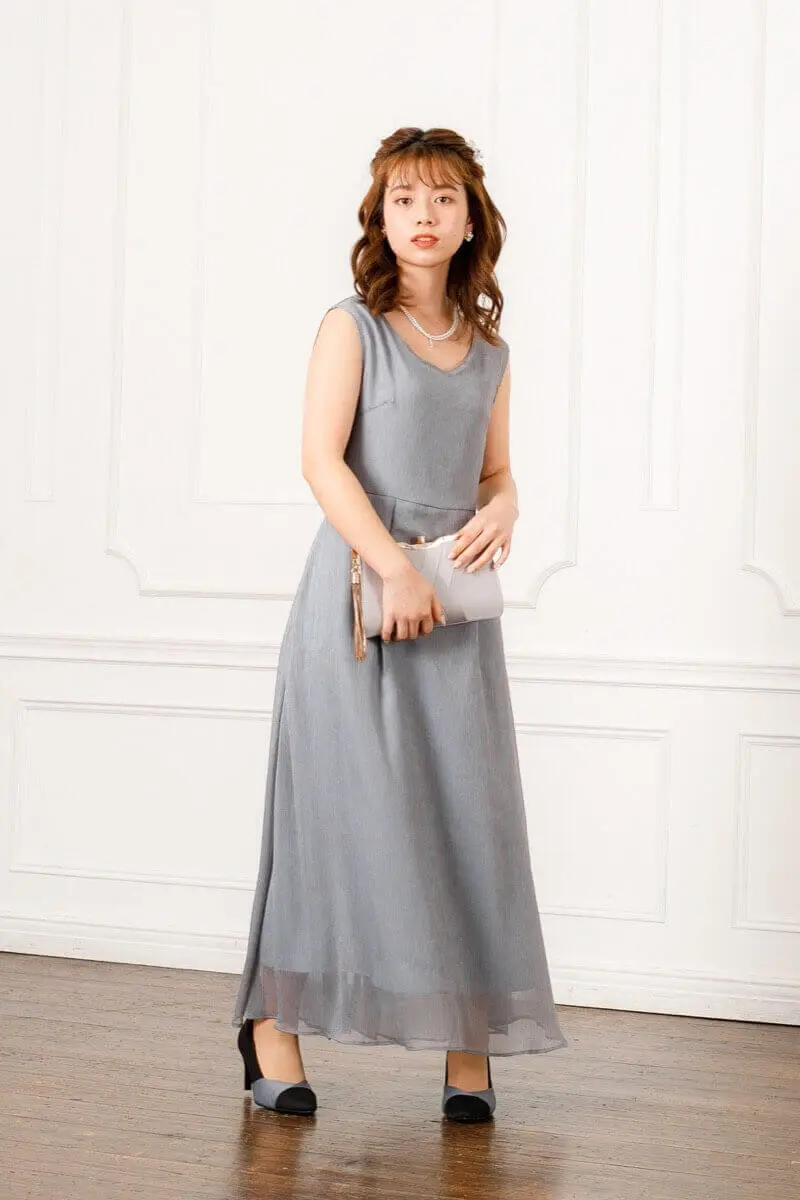 ブルーグレーのレースボレロ付きドレス | placebo | M | 結婚式