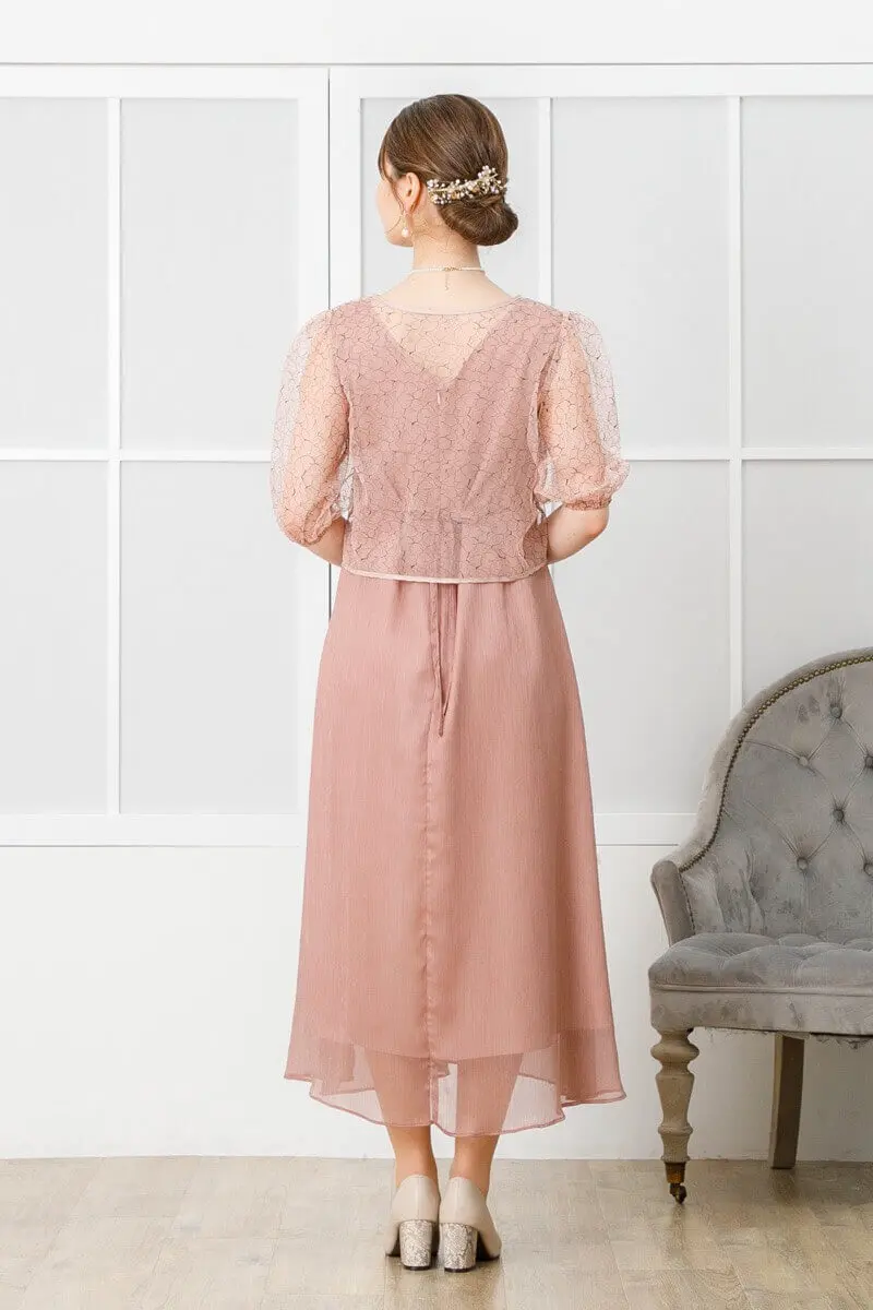 ダスティピンクのレースボレロ付きドレス | placebo | M | 結婚式