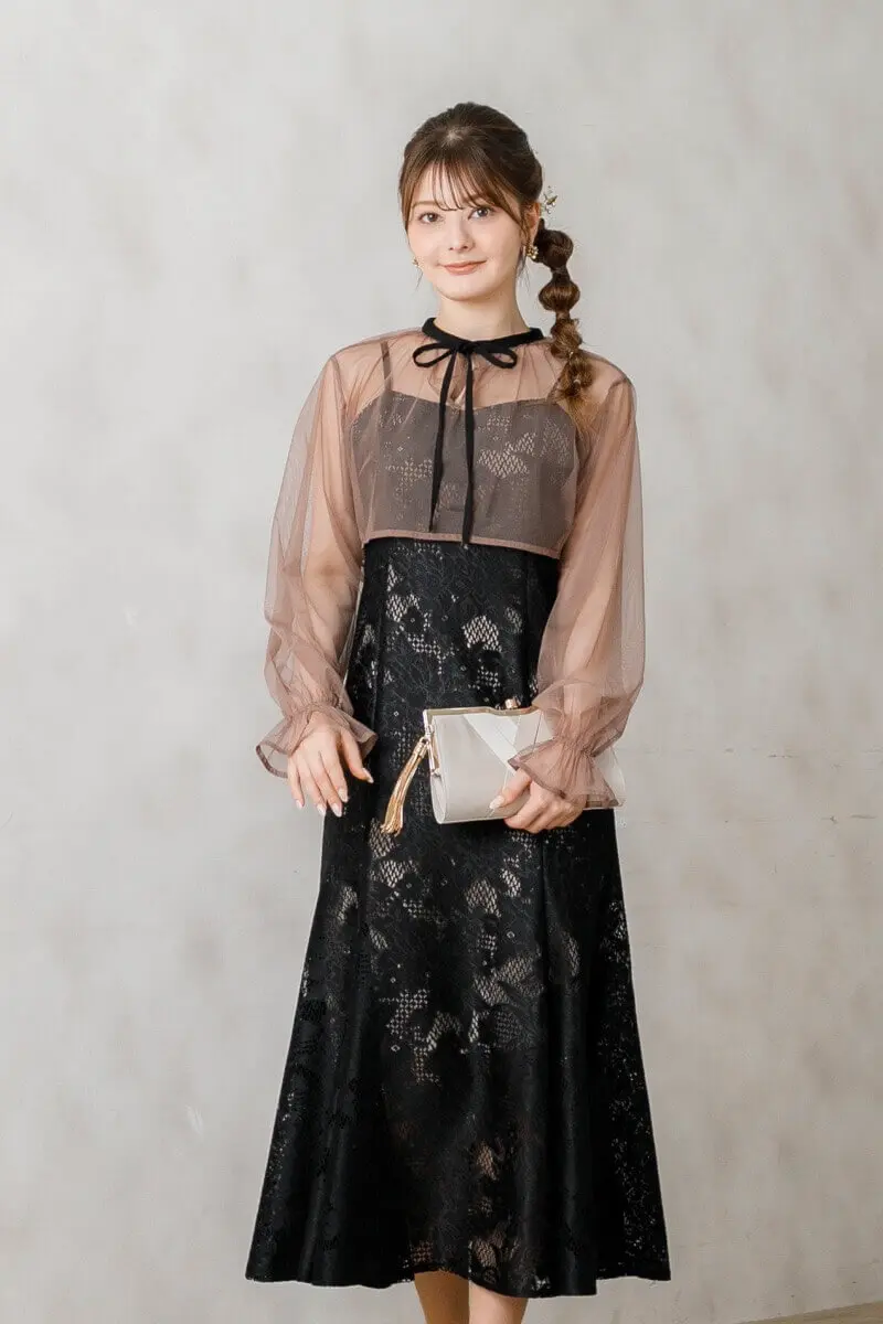 ブラックのチュールブラウス付きドレス | Dorry doll | M | 結婚式