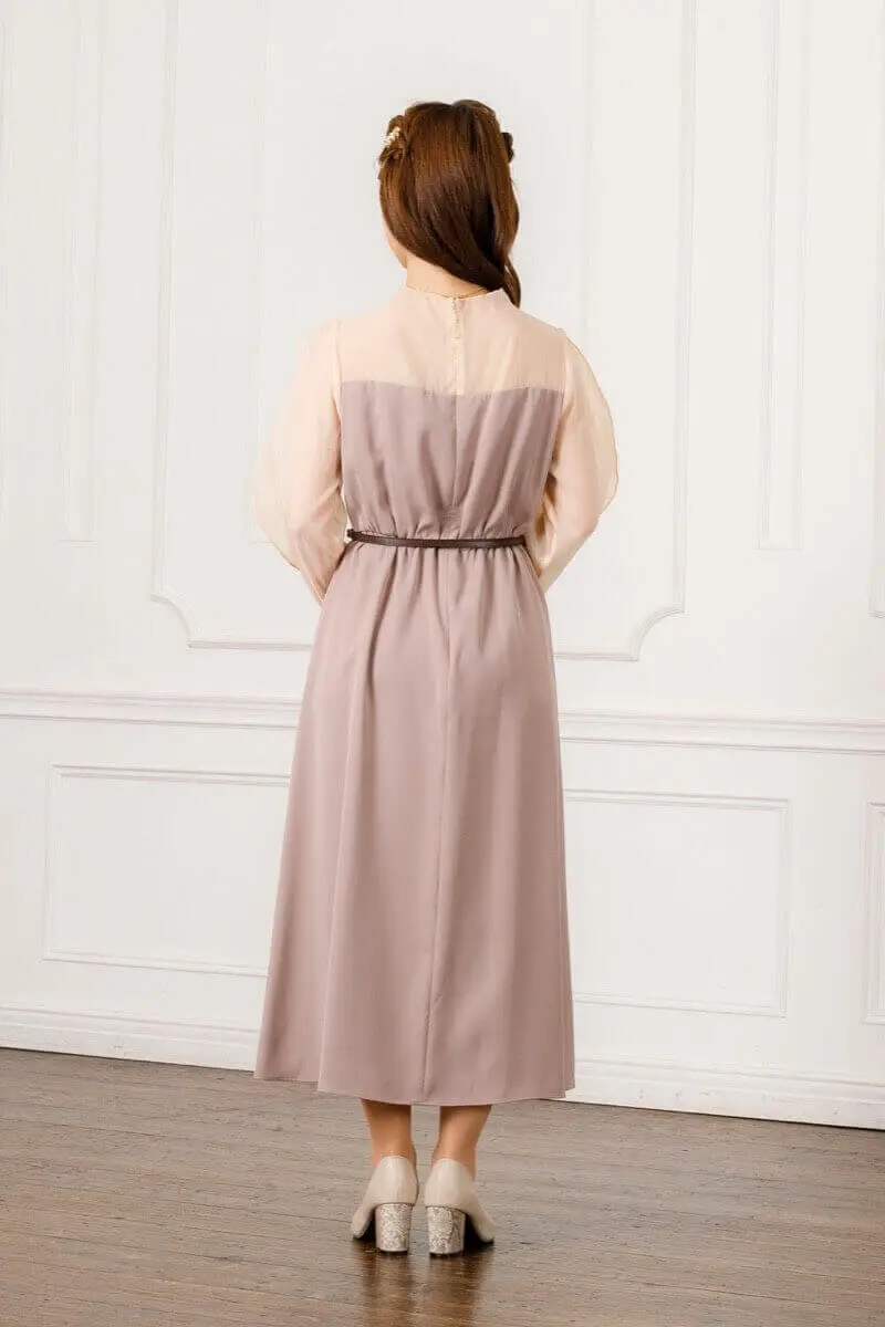 グレージュのマトンスリーブドレス | Dorry doll | M | 結婚式