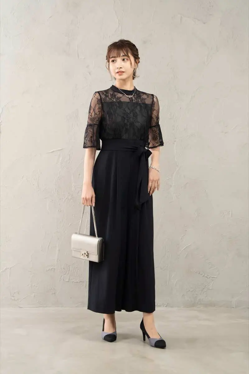 ネイビーのレース切替オールインワン | Laisse Passe | S | 結婚