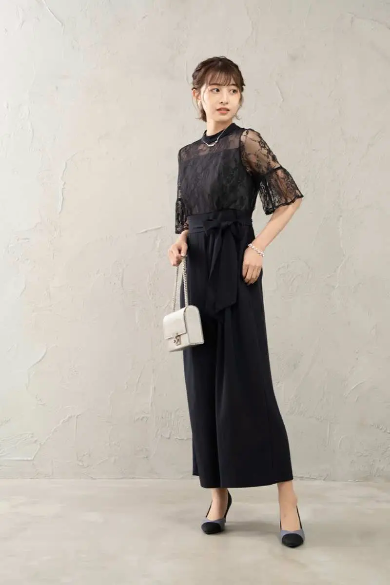 LAISSE PASSE パーティードレス LAISSE PASSE レッセパッセ パーティドレス ネイビー チュール付