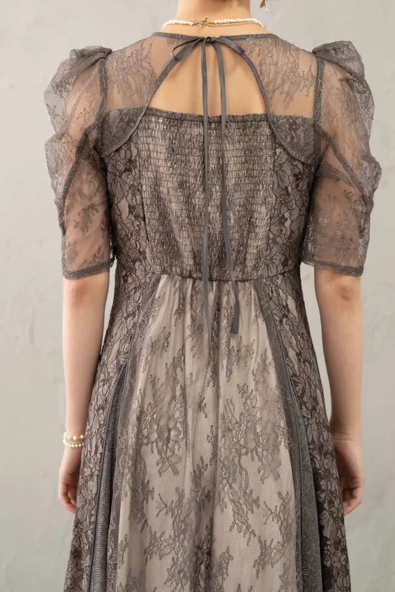 チャコールのレースコンビネーションドレス | select shop | L | 結婚