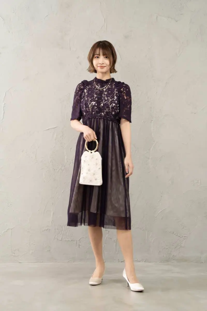 パープルのはしごレース×チュールドレス | Dorry doll | M | 結婚式