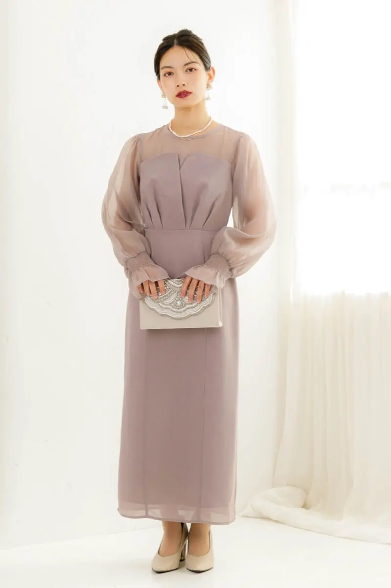 モカのシフォンスリーブドレス | select shop | L | 結婚式パーティー