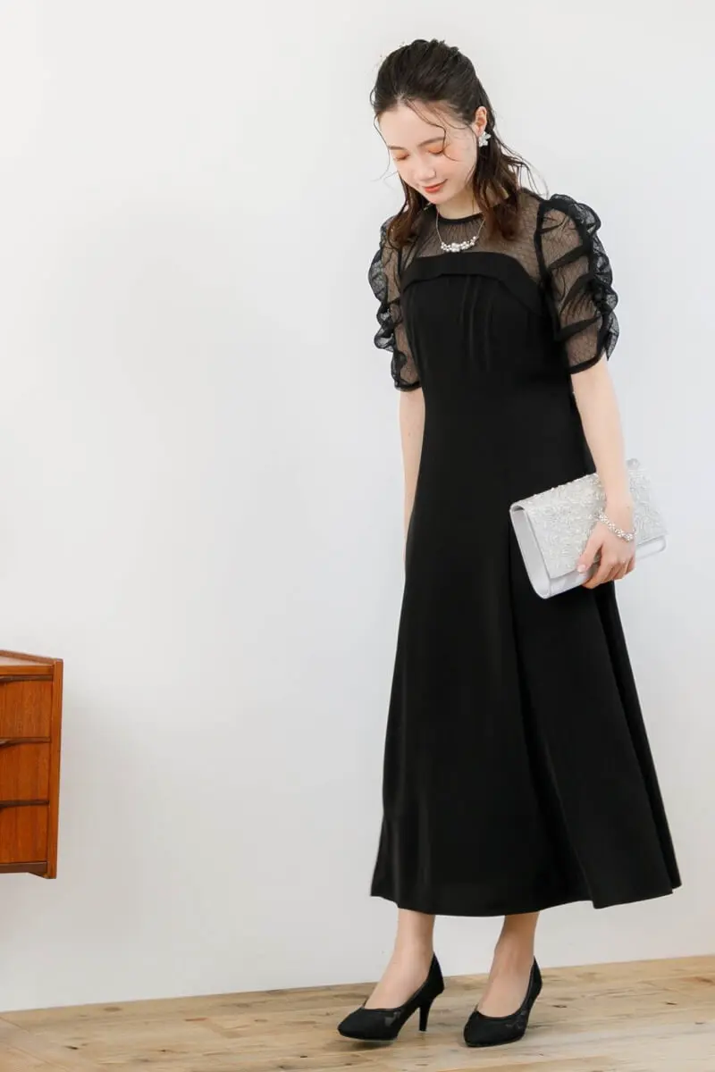 ブラックのダイヤチュールフレアドレス | Dorry doll | M | 結婚式