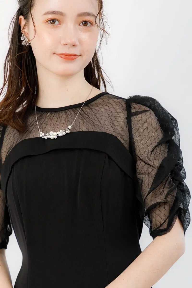 ブラックのダイヤチュールフレアドレス | Dorry doll | M | 結婚式