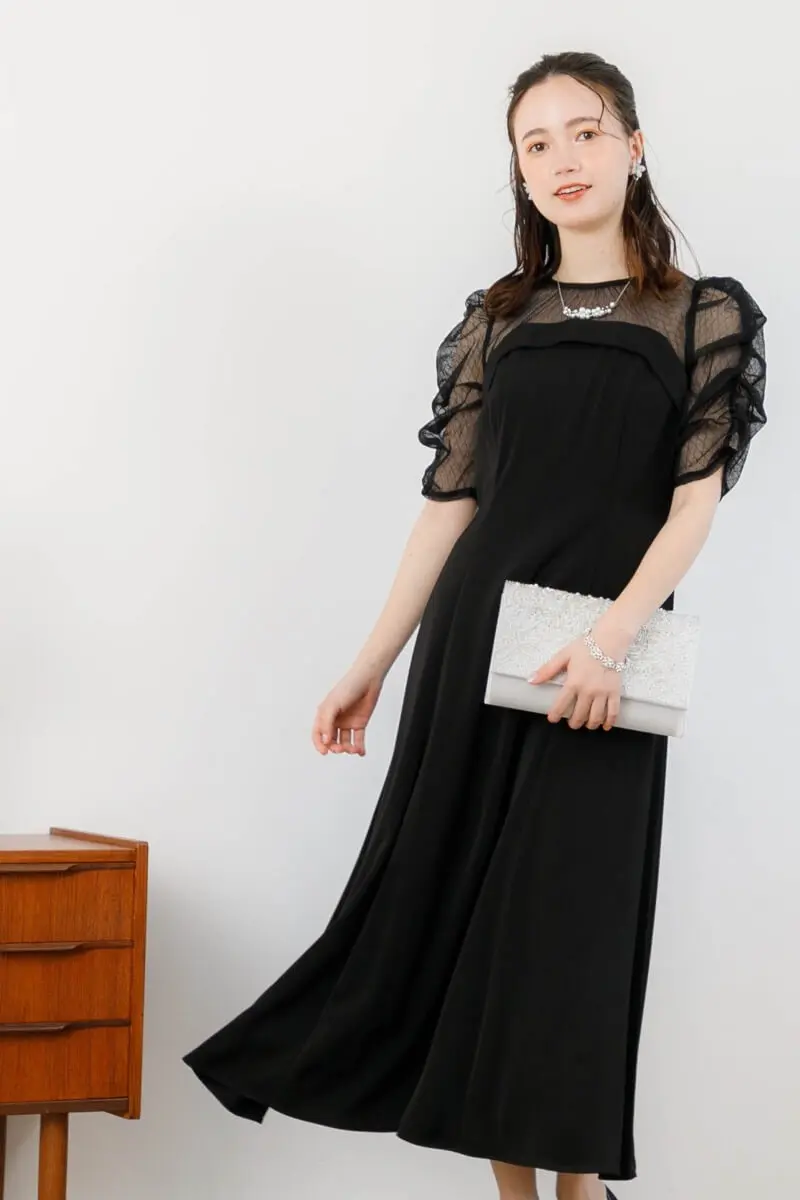 ブラックのダイヤチュールフレアドレス | Dorry doll | M | 結婚式