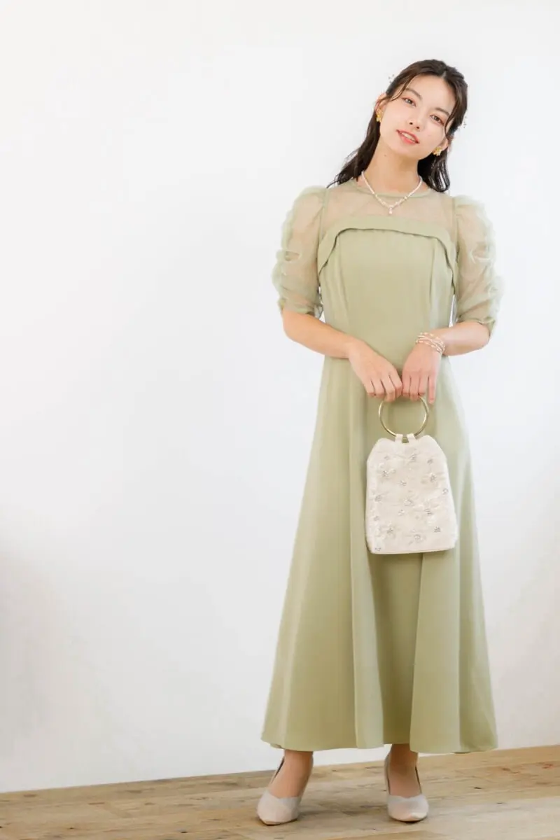 グリーンのダイヤチュールフレアドレス | Dorry doll | M | 結婚