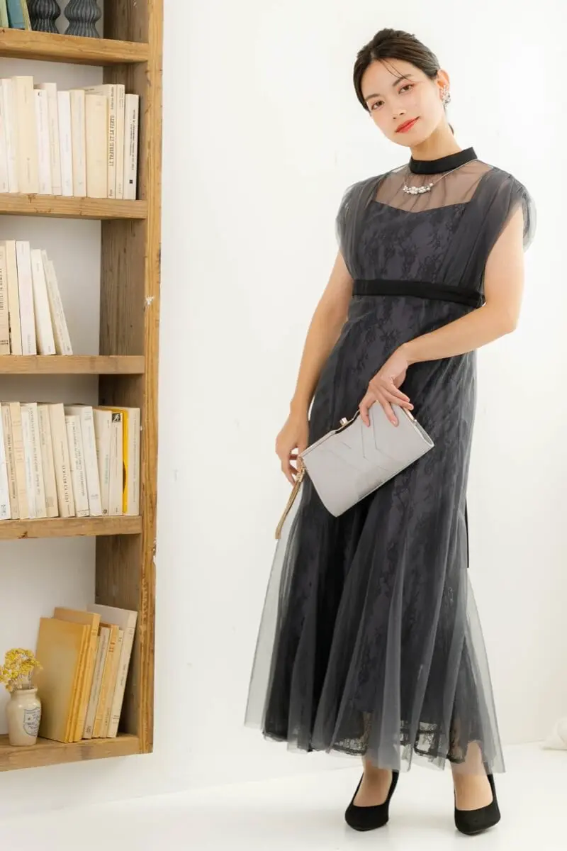 チャコールのレイヤードチュールドレス | Dorry doll | M | 結婚式