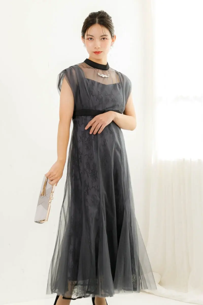 チャコールのレイヤードチュールドレス | Dorry doll | M | 結婚式