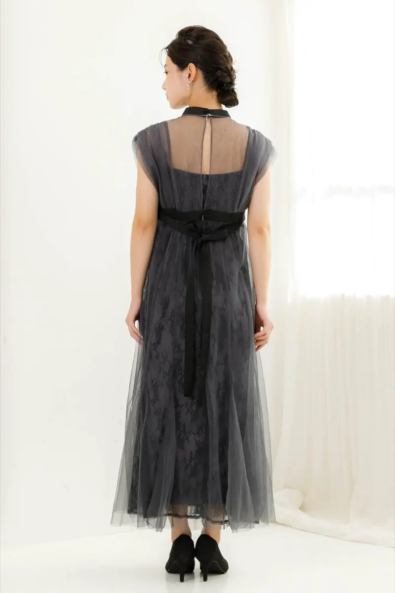 Dorry Doll レースレイヤードドレス　チャコール Dorry Doll ドリードール ボレロレイヤードレースドレス