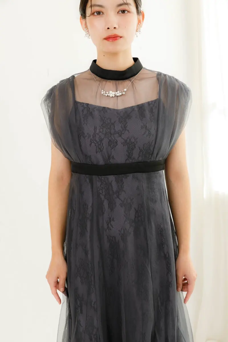 Dorry Doll レースレイヤードドレス　チャコール Dorry Doll ドリードール ボレロレイヤードレースドレス