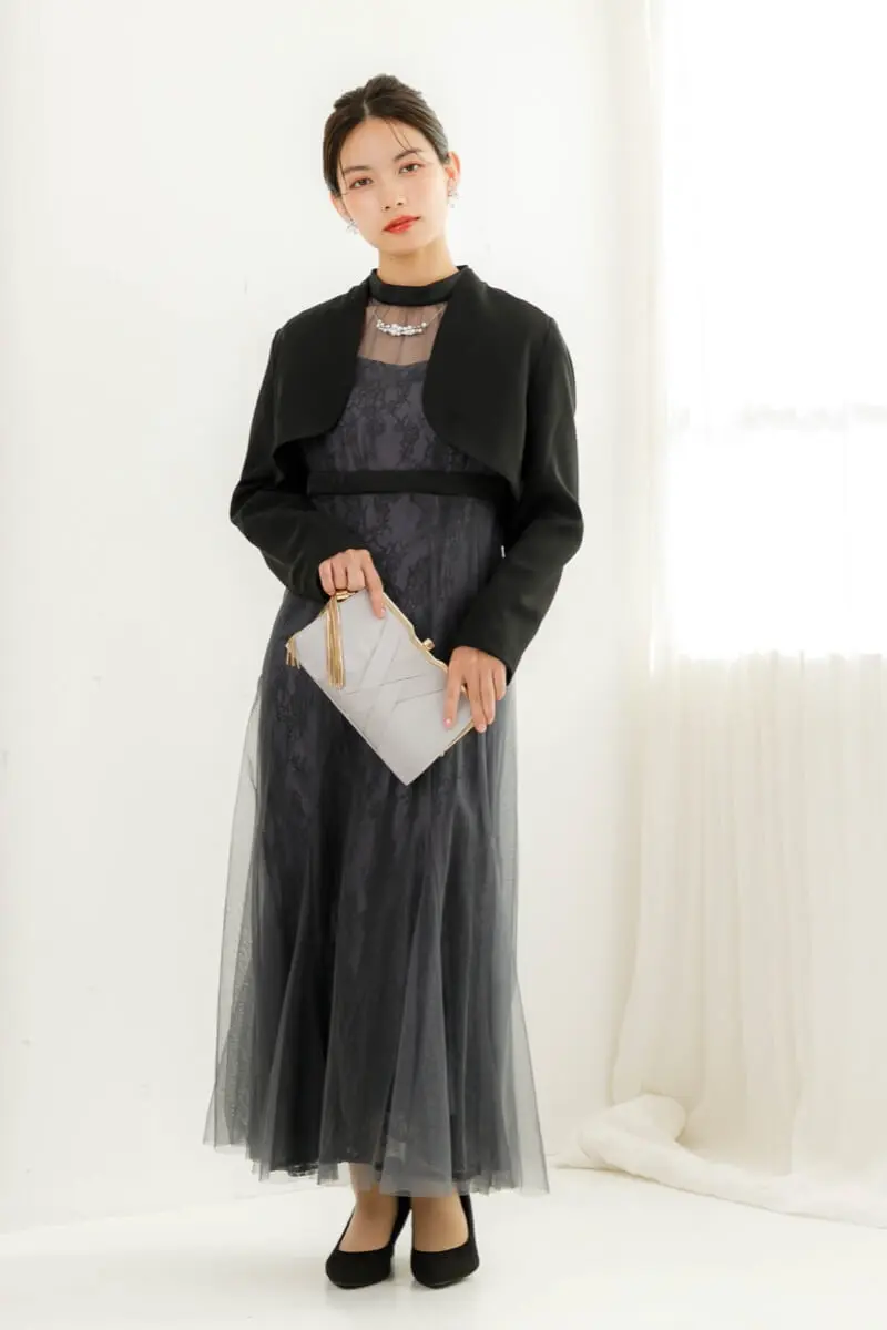 チャコールのレイヤードチュールドレス | Dorry doll | M | 結婚式