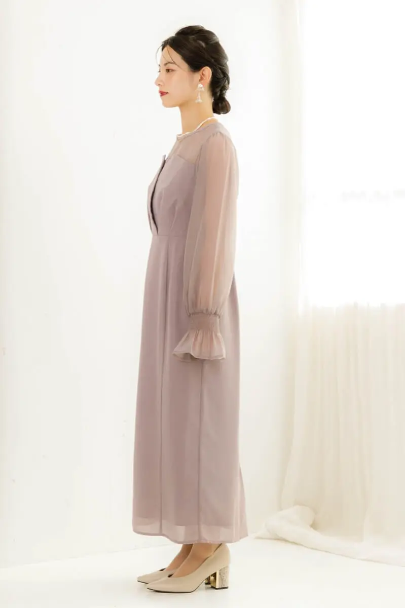 モカのシフォンスリーブドレス | select shop | M | 結婚式パーティー