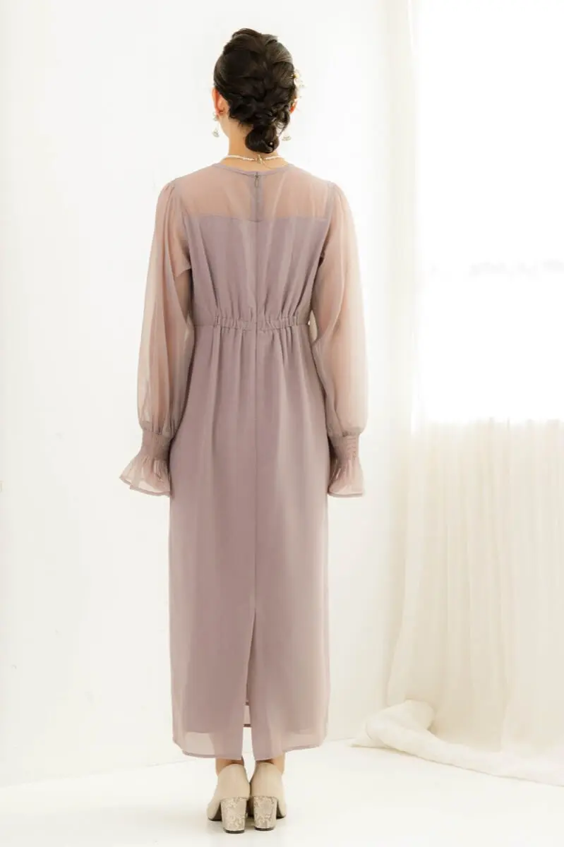 モカのシフォンスリーブドレス | select shop | M | 結婚式パーティー