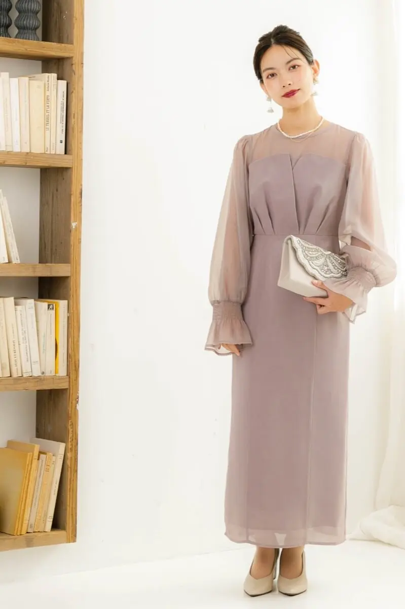 モカのシフォンスリーブドレス | select shop | M | 結婚式パーティー